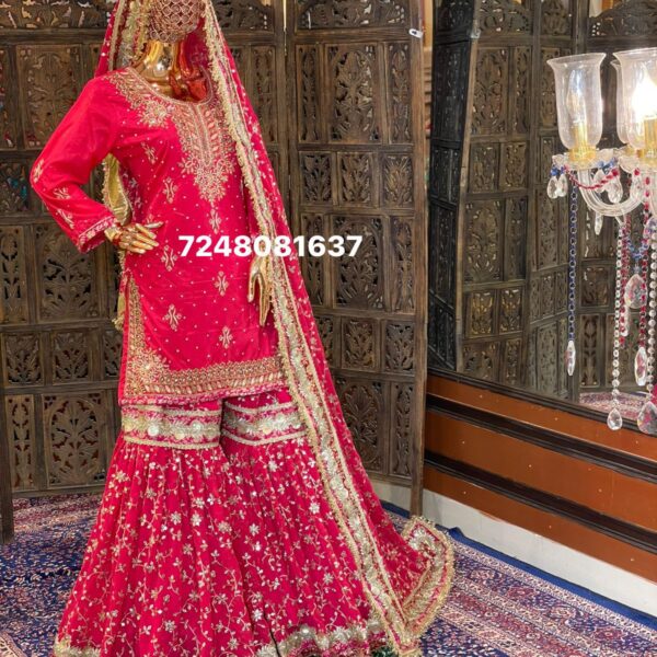 Style Heavy Designer Gharara Suit Set with Handcrafted Embroidery and Matching Dupatta. ✨